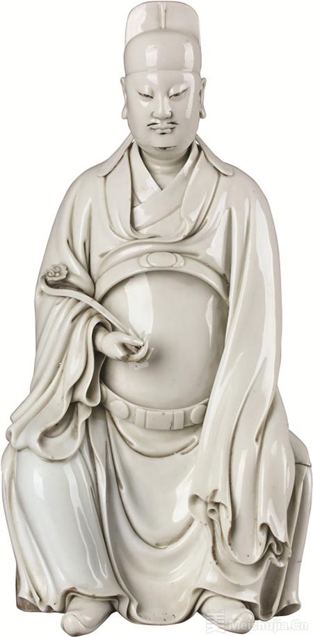 ◇鶴鳴堂◇中国・時代物 何朝宗銘 德化窯 白瓷 道教「文昌